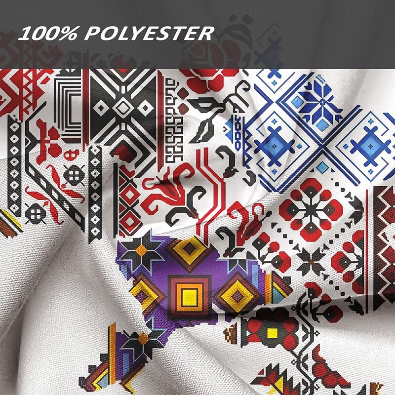 Men's Shirt Button Up Shirt Long Sleeve Vintage Casual Vacation Daily Summer Spring Grandad Collar Band Collar 3D Print White3