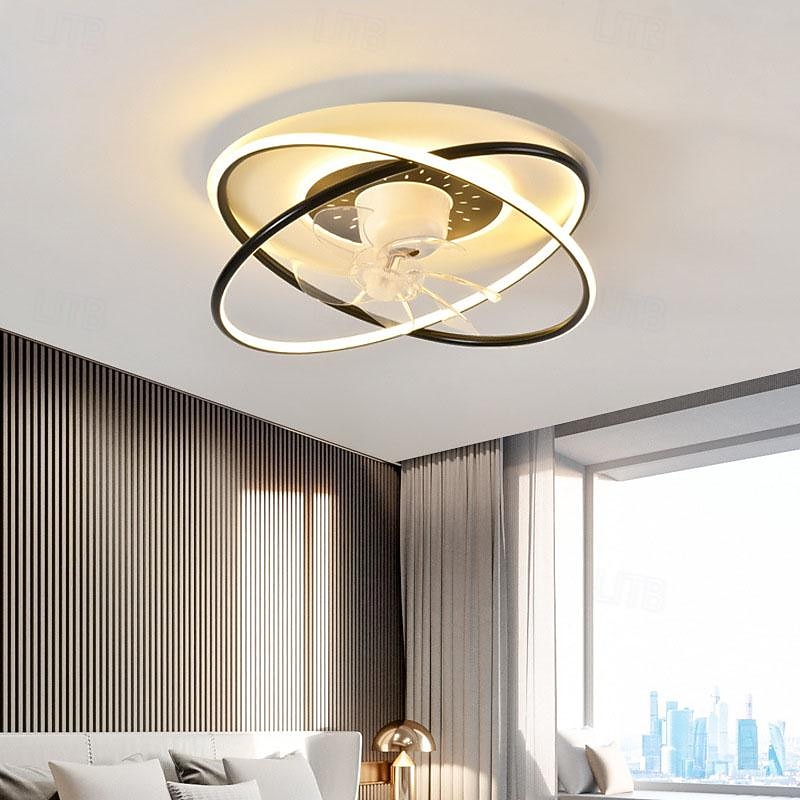 Ceiling Fans with Lights Dimmable with Remote Control Flush Mount Indoor Ceiling Fan,50cm Smart 3 Colors 6 Speeds Reversible