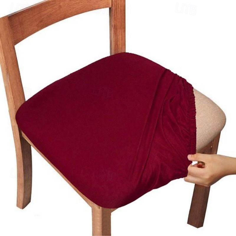 4pcs/6pcs Solid Color Brushed High Elastic Chair Cover Simple Soft And Comfortable Chair Seat Cover Dust-proof And Dirt-resistant Chair Slipcover Suitable For Dining Chair Office Home Decor4