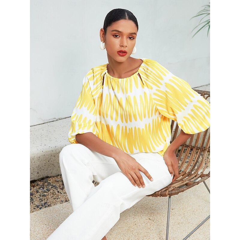 Satin Puff Sleeve Hollow Out Raglan Shirt3