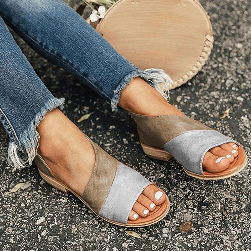 Women's Green and Orange Colorblock Open Toe Sandals with Low Heel and Side Cutout, Casual Slip-On Summer Shoes for Travel, Beach, and Daily Wear2