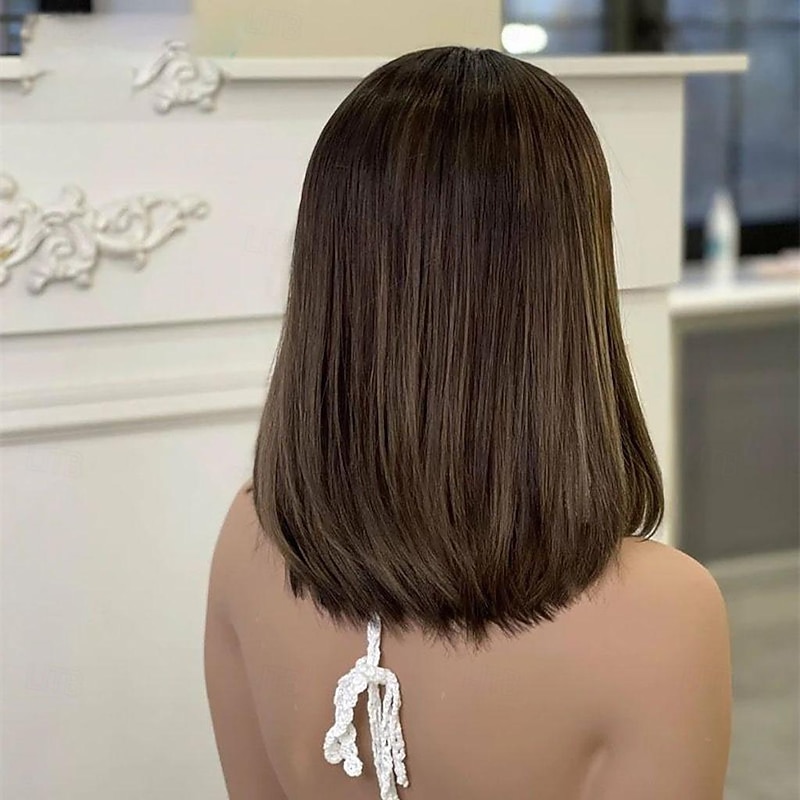 Remy Human Hair 13x4 Lace Front Wig Short Bob Brazilian Hair Straight Auburn Wig 130% 150% Density with Baby Hair 100% Virgin Glueless Pre-Plucked For Women Long Human Hair Lace Wig3