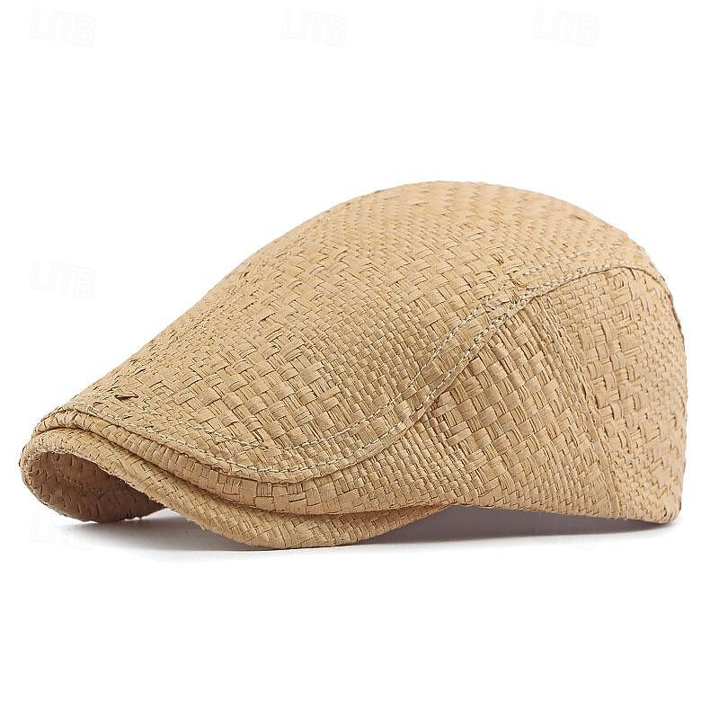 Men's Flat Cap Ascot Hat Newsboy Hat Camel Brown Polyester Fashion Casual Street Daily Plain Adjustable Sunscreen Breathable