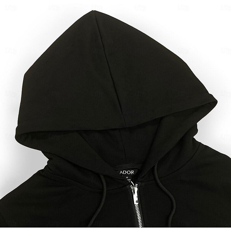 Men's Zip Up Hoodies Black White Hooded Graphic Geometric Sportswear Graphic Casual Clothing Apparel Hoodies Sweatshirts  Long Sleeve Loose Fit4