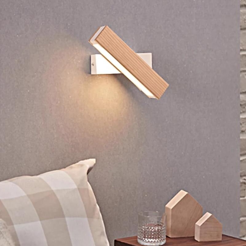 LED Wall Lamp 4W Nordic Minimalist Wooden Modern Adjustable Lighting Bar Restaurant Living Room Porch Wall Lamp Corridor Decoration 110-240V - Main Image