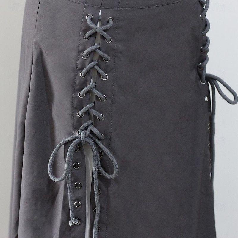 Retro Vintage Punk & Gothic Medieval Skirt Cosplay Costume Maxi Skirt Goth Girl Fancy Dress Women's Celtic Fantasy Steampunk Halloween Carnival Masquerade Carnival Casual Daily Adults' Skirt4