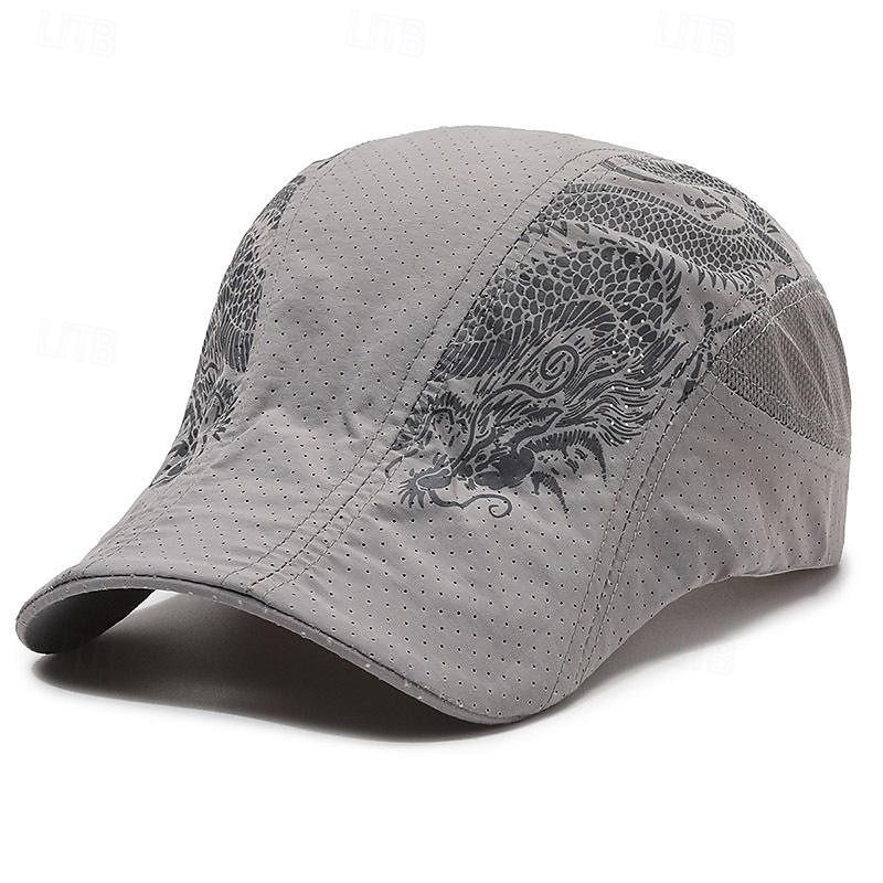 Men's Beret Hat Sun Hat Trucker Hat Black Navy Blue Polyester Fashion Casual Street Daily Dragon Adjustable Sunscreen Breathable2