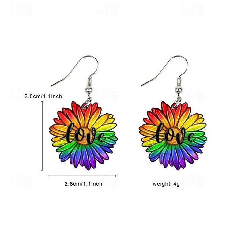 LGBT Love Wins Rainbow Pride Moon Butterfly Sunflower Dinosaur Love Lizard Earrings2