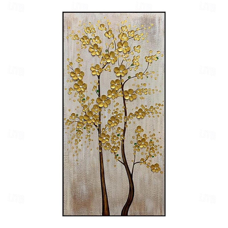 Handmade Oil Painting Canvas Wall Art Decoration Abstract Golden Flower for Home Decor Rolled Frameless Unstretched Painting4