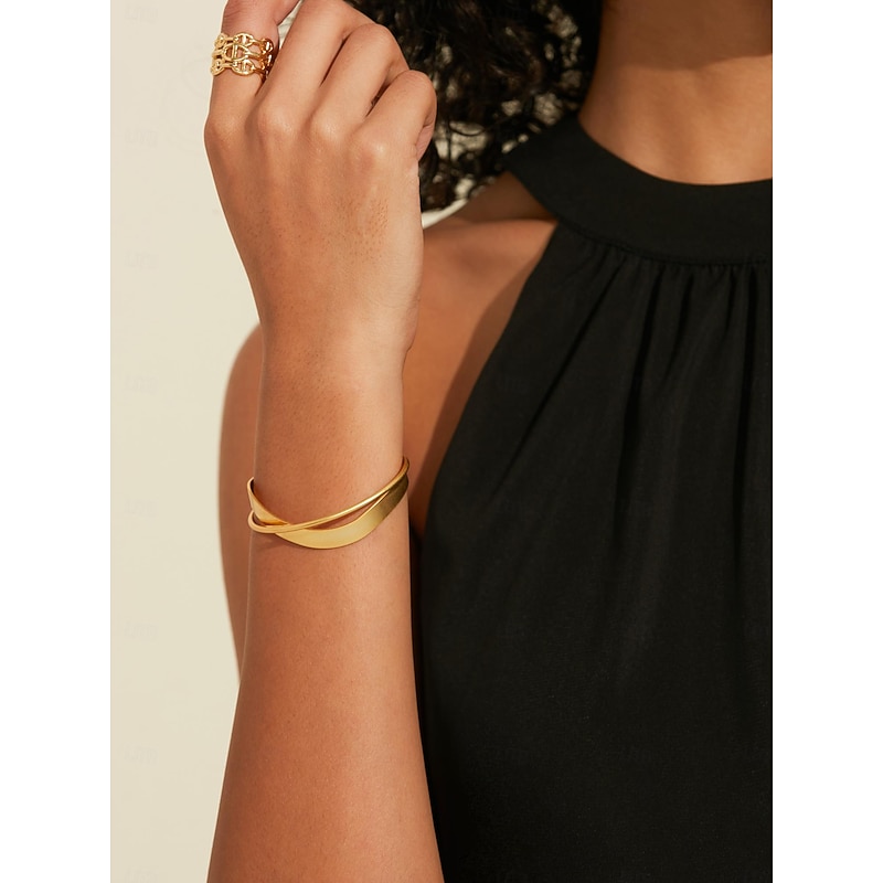 Doppel-layer  Cross Wire Bangle Open Bracelet3