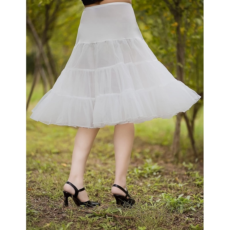 Petticoat Princess Lolita 1950s Knee Length Petticoat Hoop Skirt Tutu Under Skirt Solid Colored Fancy Dress Women's Bachelorette Party Petticoat4