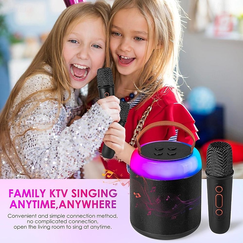 Mini Karaoke Machine with 1 Wireless Microphones for Kids Adults Portable Bluetooth Speaker Toy for Girls and Boys 2 4 5 6 7 8 9 10 12 Year Old Girl Birthday Gift Home Party Ideas2
