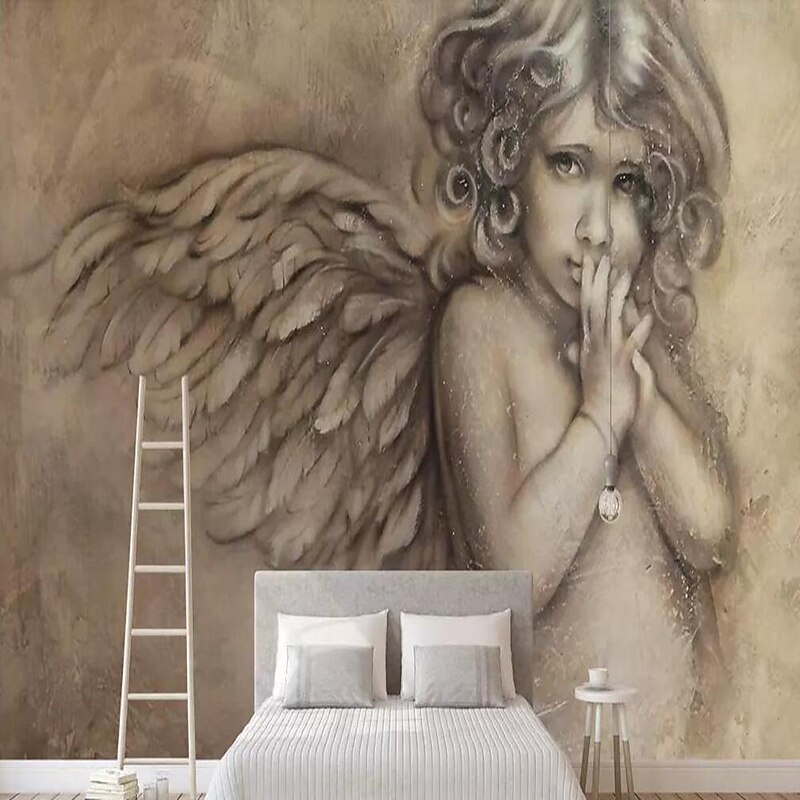 Cool Wallpapers Wall Mural Vintage Angel 3D Wallpaper Wall Sticker Covering Print Adhesive Required 3D Effect Canvas Home Décor2