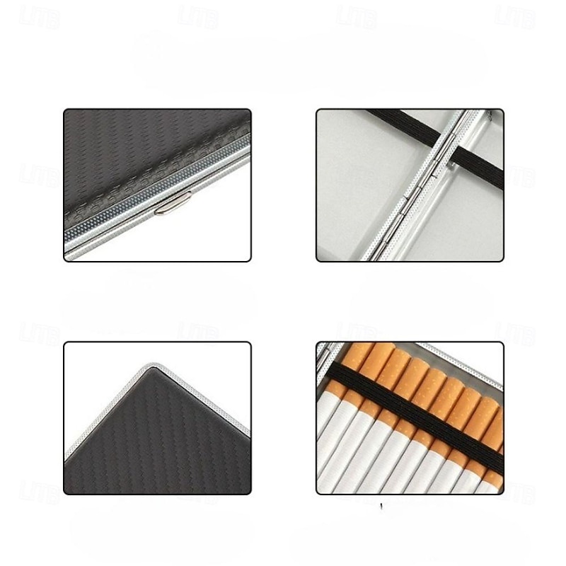 Men's Cigarette Case with Elastic Strap, Portable, Mixed Pattern Designs, Holds 20 Cigarettes4