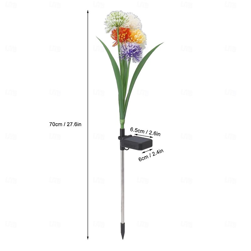 2pcs Outdoor Solar Dandelion Ground Mounted Lamp, 5-head Garden Lawn Path Decorative Lamp3