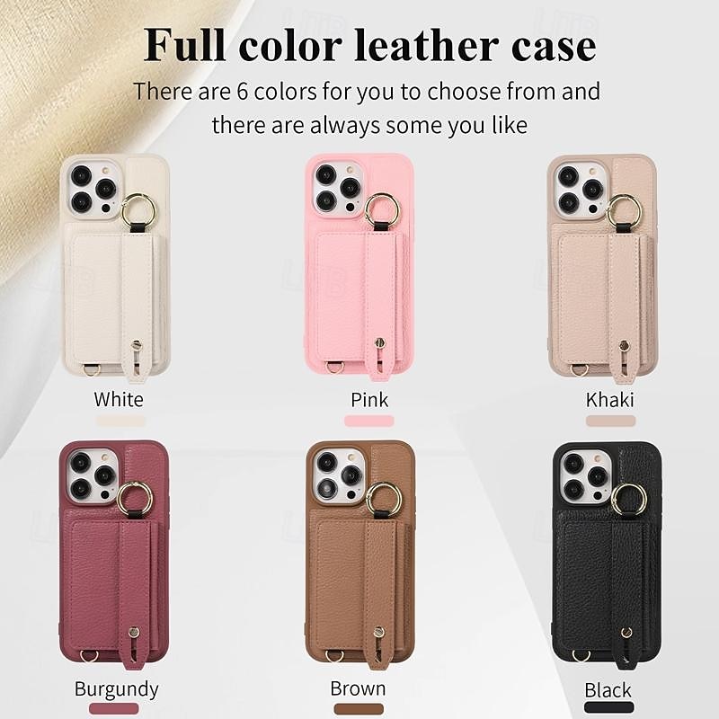 Phone Case For iPhone 17 Pro Max 17 Air 16 15 14 Pro Max Plus 13 12 11 Pro Max Back Cover with Stand Holder with Wrist Strap Card Slot Retro TPU Metal PU Leather