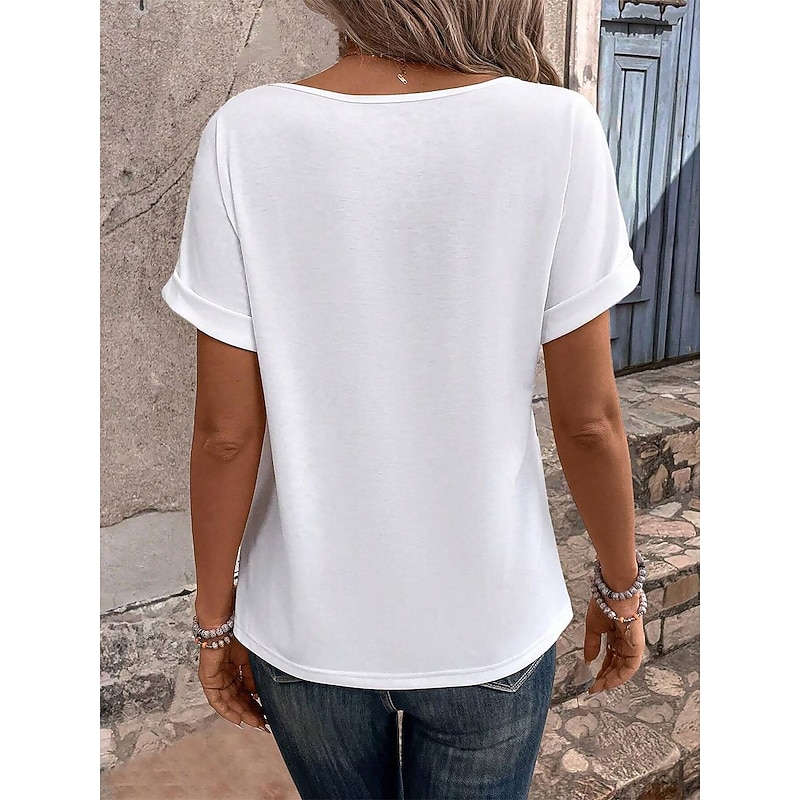 Women's Patriotic  T Shirt American Flag Print V Neck Red White And Blue Short Sleeve Casual Summer Tee Red White Blue Comfortable Lightweight Top for Daily Wear2