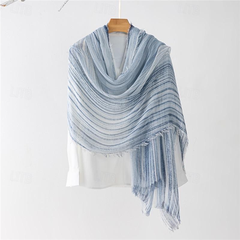 Women's Rectangle Scarf Street Daily Date Blue Pink Scarf Stripe