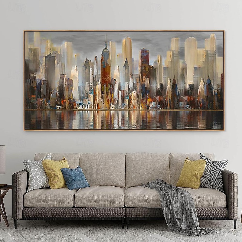 Handmade Oil Painting Canvas Wall Art Decoration Modern Abstract Architectural Landscape  for Living Room Home Decor Rolled Frameless Unstretched Painting3