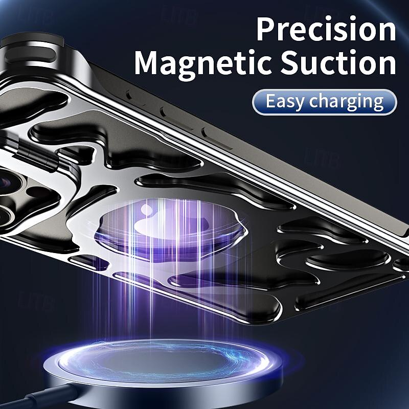 Phone Case For iPhone 16 15 14 Pro Max 13 Pro Max Back Cover Magnetic Adsorption Bumper Frame with Stand Holder Magnetic Support Wireless Charging Metal3