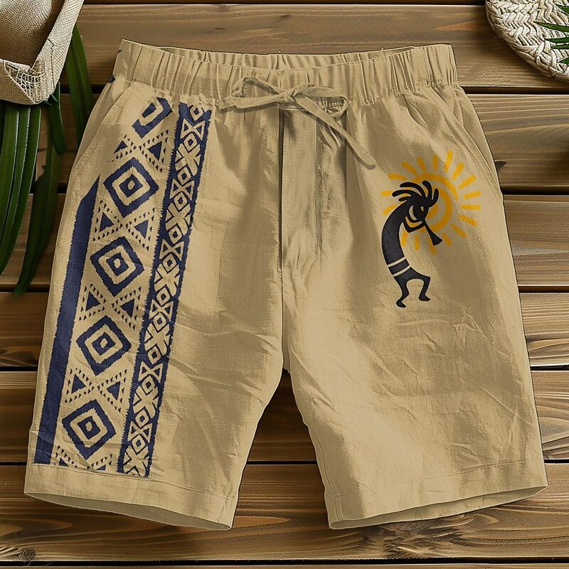 Men's Plaid Geometric Pattern Shorts Summer Shorts Casual Shorts Mid Waist Vintage Fashion Ethnic Style Casual Daily Holiday Drawstring Pocket Elastic Waist Designer Clothing Apparel3