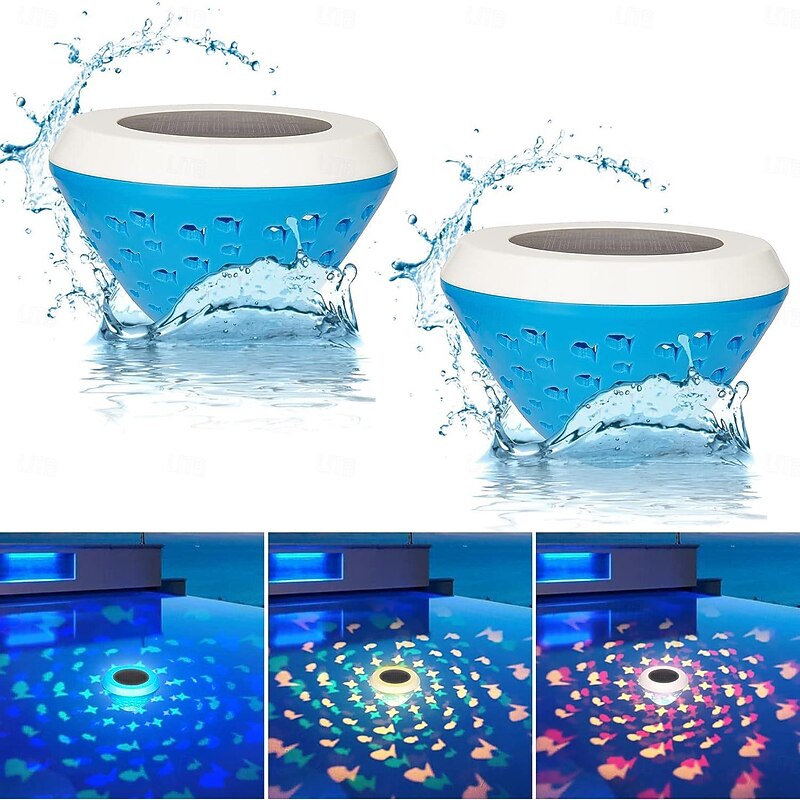 Solar Floating Pool Lights, Submersible LED Pool Lights IP67 Waterproof LED Pond Lights Fountain Light Garden Decor Light Landscape Light Submersible Light 1/2PCS