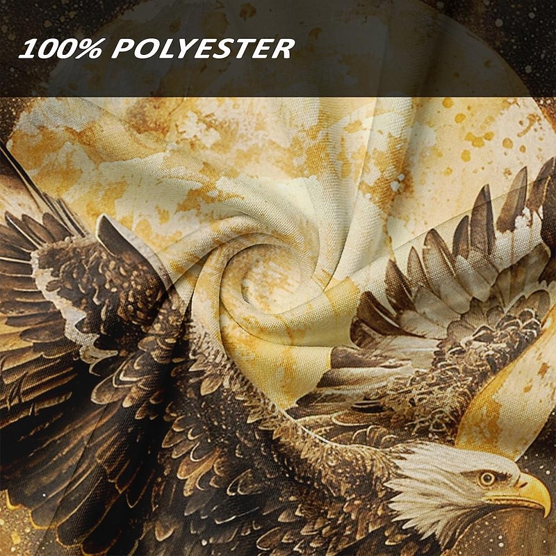 Men's Eagle Polo Shirts Golf Shirt Short Sleeve Polo Shirts Collared Shirts Funny Vacation Wear Party Outfits Buttons 3D Print Summer Yellow Gray3