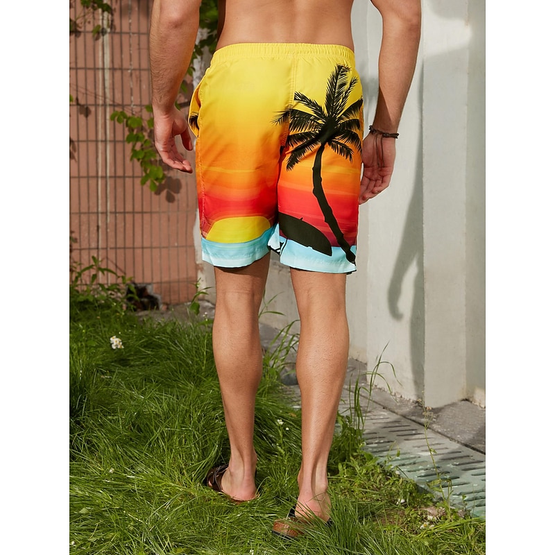Men's Graphic Coconut Tree Swim Trunks Swim Shorts Board Shorts Mid Waist Streetwear Hawaiian Boho Casual Daily Holiday Drawstring Elastic Waist 3D Print Designer Clothing Apparel2