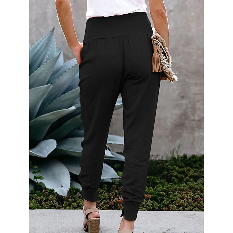 Women's Pants Trousers Jogging Pants Fashion Ankle-Length Plain Side Pockets Breathability Comfortable Micro-elastic Casual Daily Black Pink Navy Blue Green Spring & Summer Regular Fit4