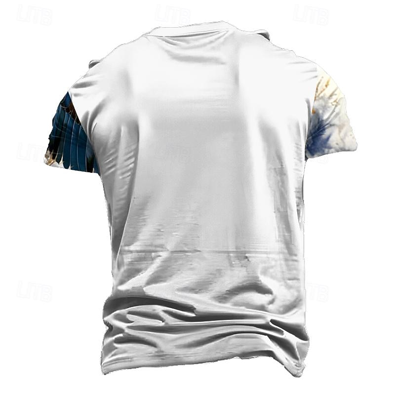 Men's Graphic Animal Cow Eagle T Shirt T shirt 3D Print Crew Neck Shirt Fashion Athleisure Street Sports Outdoor White Ivory Warm White Summer Spring Clothing Apparel S M L XL XXL XXXL2