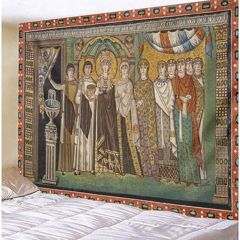 Medieval Tapestry Middle Age Tapestry Byzantine Art Religious Art Large Tapestry Mural Decor Photograph Backdrop Blanket Curtain Home Bedroom Living Room Decoration2