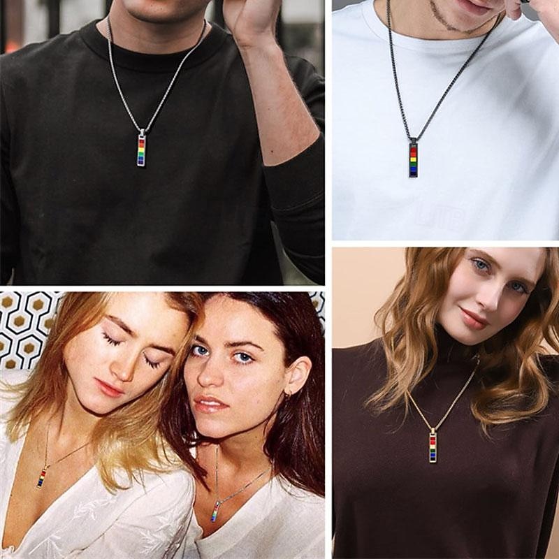 Stainless Steel/925 Sterling Silver Necklace LGBT Gay Pride Jewelry Rainbow Pendant Necklace Gift For Men/Women4