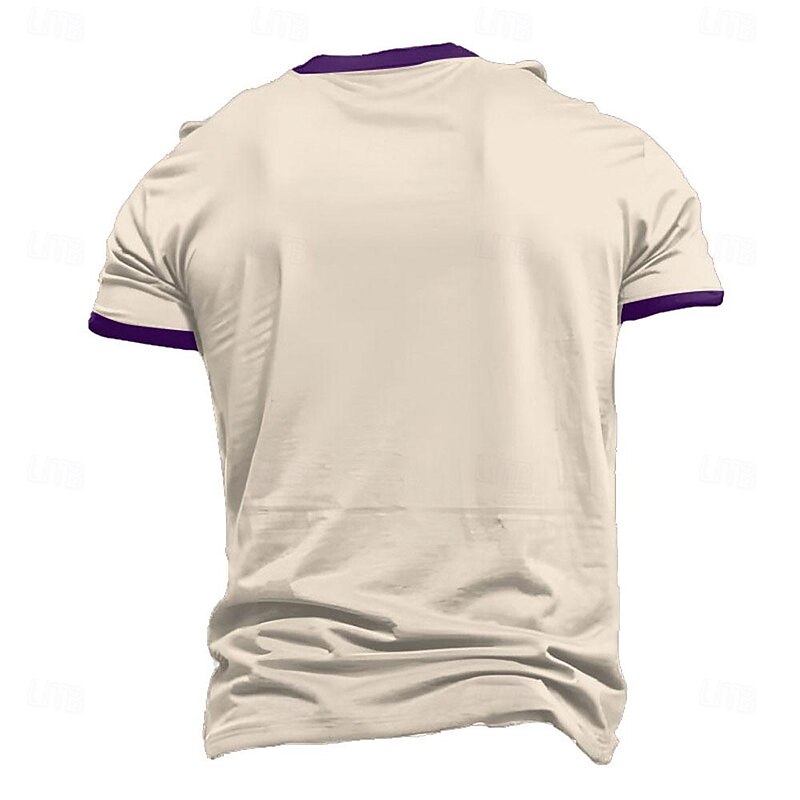 Men's Tribal T Shirt Short Sleeve 3D Print Vacation Fashion Ethnic Casual Summer Spring Khaki Henley Henley T-Shirt2