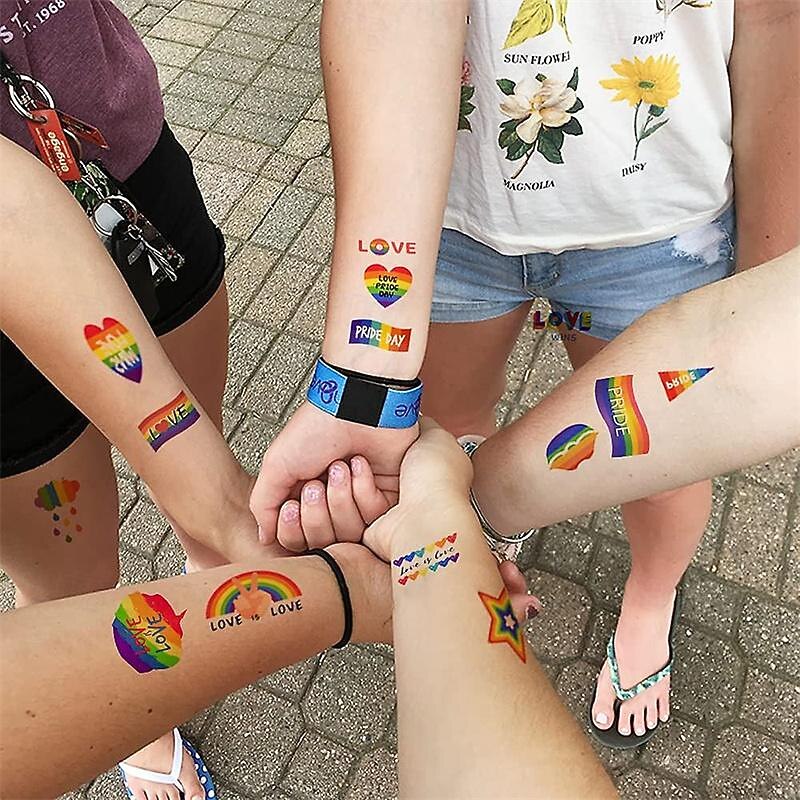10 Sheet Pride Rainbow Tattoo Sticker Temporary Tattoo Gay Pride Parade Body Painting Party Celebration Personality2