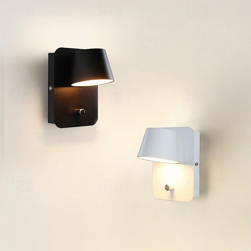 LED Indoor Wall Lights Bedside Reading Light with Night Light Version and Independent Switch 350° Rotatable RV Vanity Wall Sconce Metal Living Room Bedroom 110-240V2
