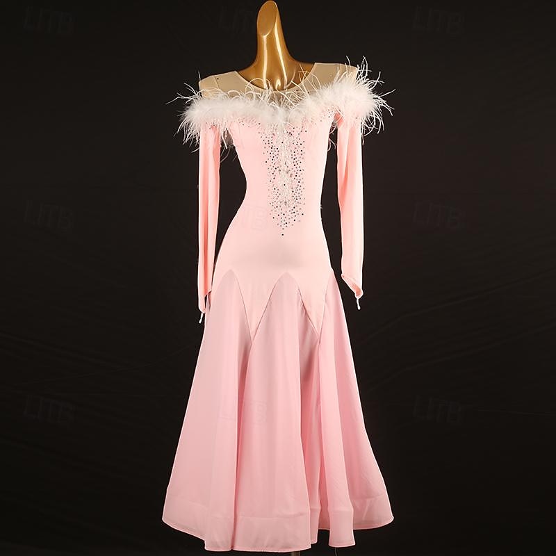 Ballroom Dance Dress Crystals / Rhinestones Women's Performance Daily Wear Long Sleeve Spandex
