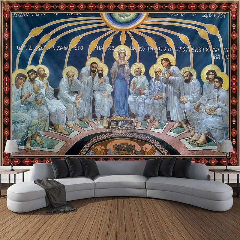 Byzantine Art Medieval Tapestry Middle Age Tapestry Religious Art Large Tapestry Mural Decor Photograph Backdrop Blanket Curtain Home Bedroom Living Room Decoration4