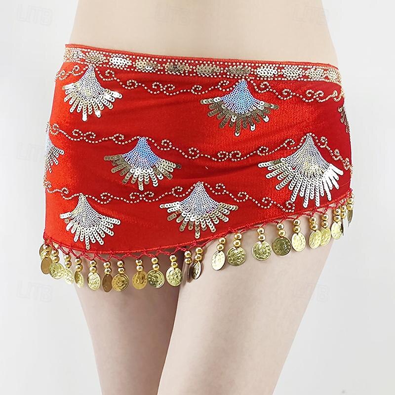 Belly Dance Belt Gold Coin Splicing Paillette Women's Performance Training High Polyester