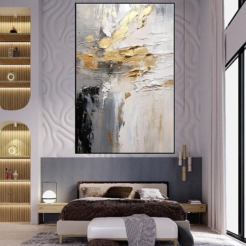 Hand painted Gold Sunset Reflection Ocean painting 100% Hand Painted Textured Painting Abstract Oil Painting Acrylic Painting Wall Decor painting for  Living Room Office decoration2