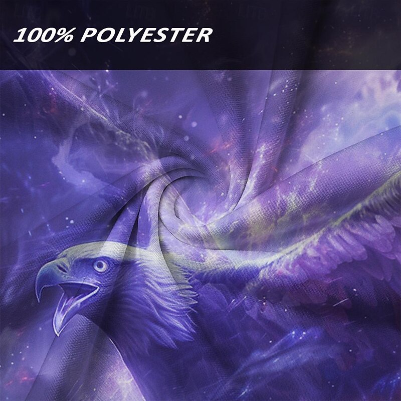 Men's Eagle Polo Shirts Golf Shirt Short Sleeve Polo Shirts Collared Shirts Funny Vacation Wear Party Outfits Buttons 3D Print Summer Blue Purple3