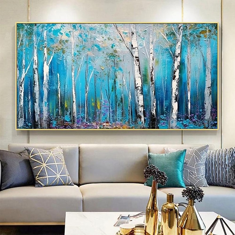 Mintura Handmade Forest Landscape Oil Paintings On Canvas Large Wall Art Decoration Modern Abstract Tree Picture For Home Decor Rolled Frameless Unstretched Painting4