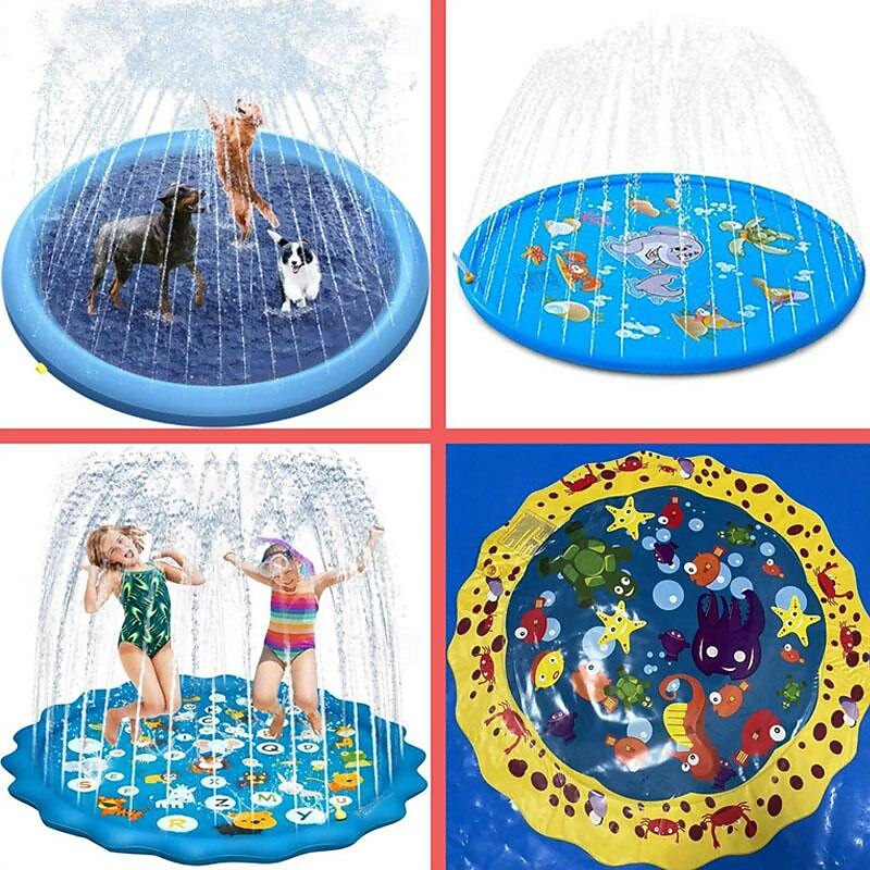 Splash Pad, 39in/59in/67in Anti-Slip Splash Pad for Kids Dogs Thickened Dog Pool Splash Sprinkler Pad Durable Summer Outdoor Water Toys for Baby Toddler Boys Girls Pet2