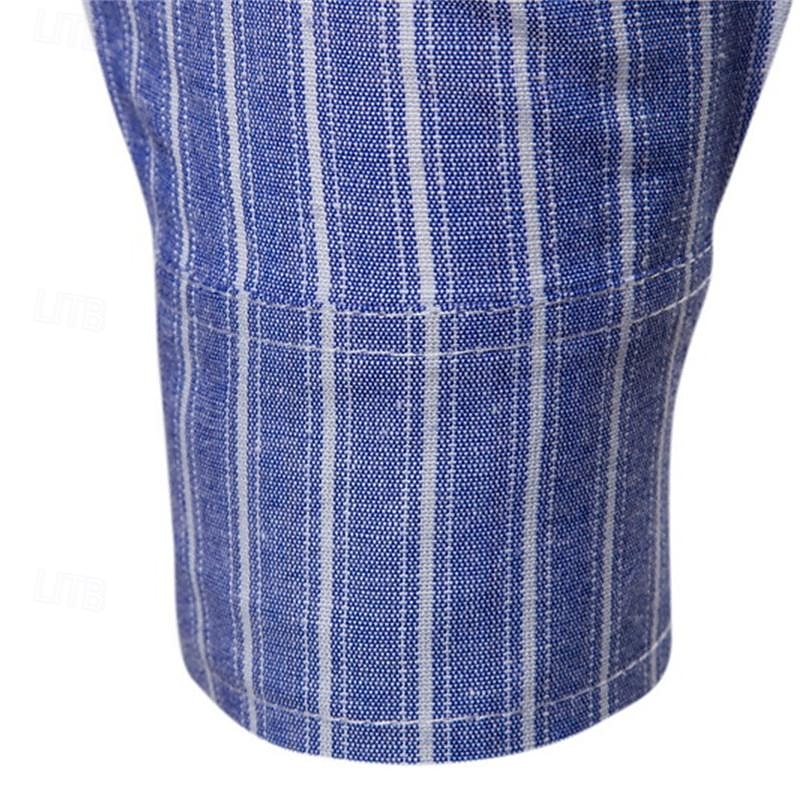 Men's Shirt Summer Shirt Casual Shirt Beach Shirt Button Up Shirt Striped Shirts Black Blue Gray Long Sleeve Stripes Lapel Vacation Hawaiian Button-Down Clothing Apparel Fashion Casual Comfortable4