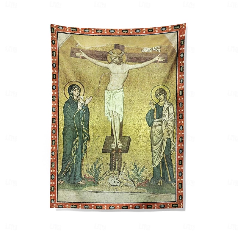 Medieval Tapestry Middle Age Tapestry Byzantine Art Jesus Wall Art Large Tapestry Mural Decor Photograph Backdrop Blanket Curtain Home Bedroom Living Room Decoration4