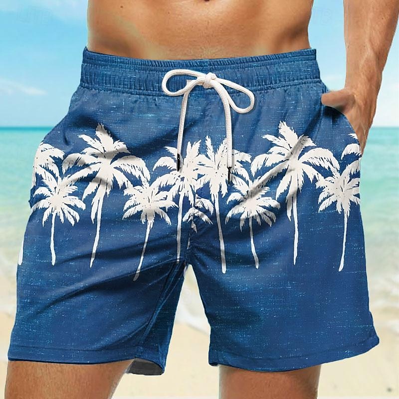 Men's Coconut Tree Swim Shorts Board Shorts Swimming Trunks Mid Waist Fashion Streetwear Designer Casual Daily Holiday Pocket Drawstring Elastic Waist Designer Clothing Apparel