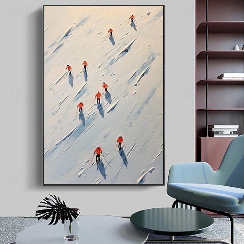 Original Ski Sport Painting On Canvas Custom Painting Texture Wall Art Personalized Gift Skier On Snowy Mountain Art White Snow Skiing Art No Frame4
