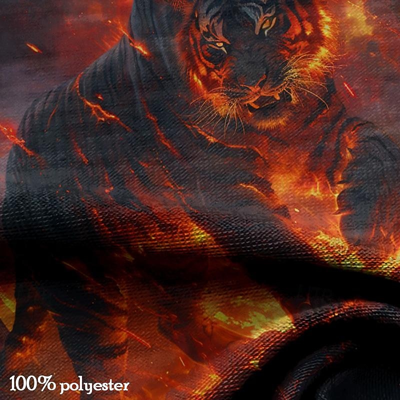 Men's Animal Tiger Flame Mars T Shirt Short Sleeve T shirt 3D Print Crew Neck Shirt Fashion Designer Athleisure Street Sports Outdoor Black 1 Black 2 Summer Spring Clothing Apparel S M L XL XXL XXXL3