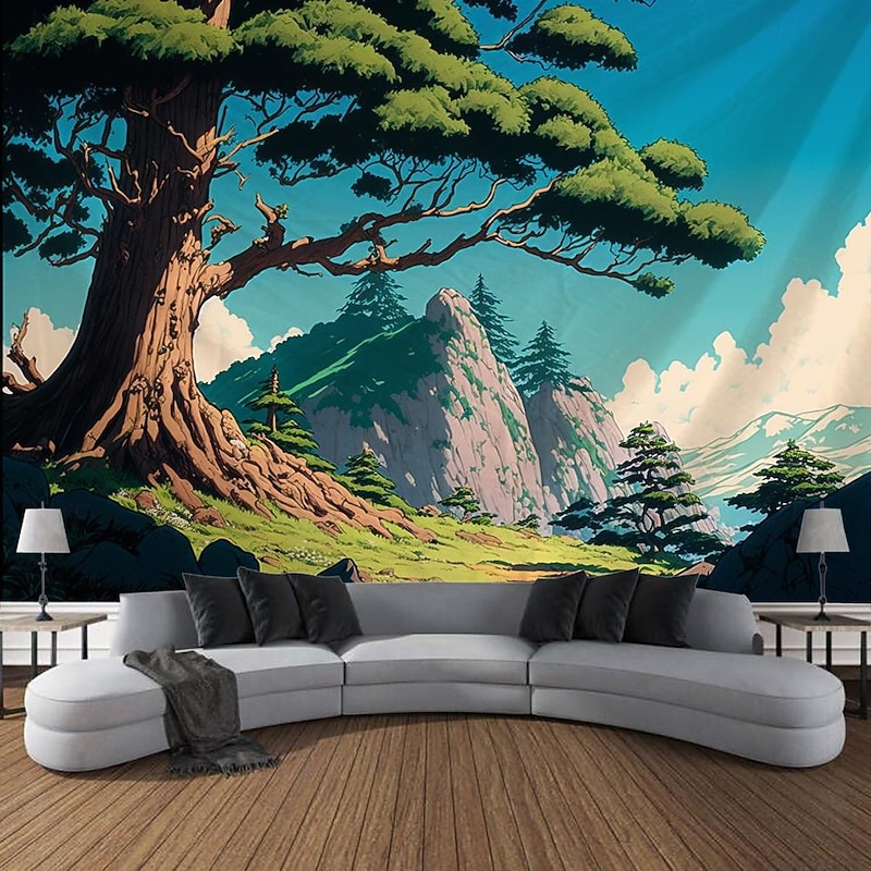 Forest Trees Nature Scenery Hanging Tapestry Wall Art Large Tapestry Mural Decor Photograph Backdrop Blanket Curtain Home Bedroom Living Room Decoration3