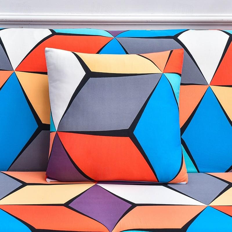 Sofa Cover Elastic Sofa Slipcover Geometric Floral Series Printed Pattern Furniture Protector L-Shaped for Bedroom Office Living Room Home Decor 15