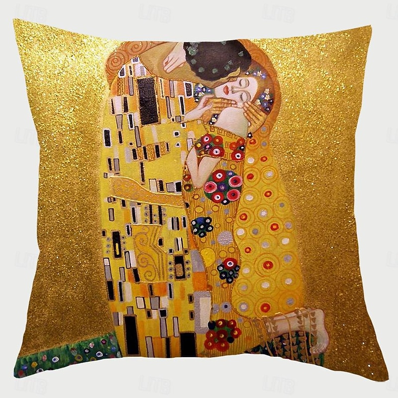 Decorative Toss Pillows Cover 1PC Soft Square Cushion Case Pillowcase for Bedroom Livingroom Sofa Couch Chair Klimt3